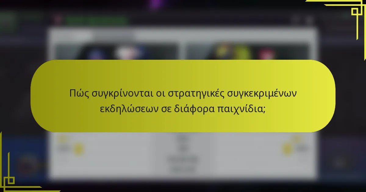 Πώς συγκρίνονται οι στρατηγικές συγκεκριμένων εκδηλώσεων σε διάφορα παιχνίδια;